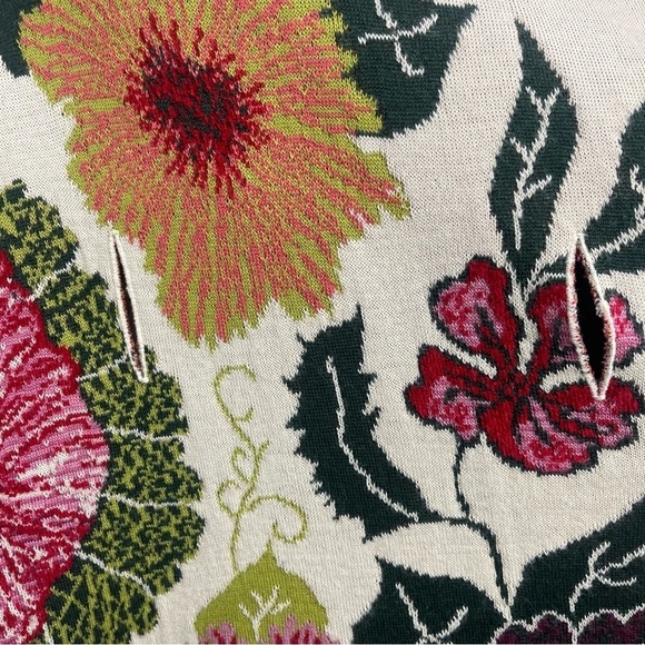 Didier Parakian Floral Multicolored Knit Poncho Sweater With Cowl Neckline O/S - Picture 7 of 13